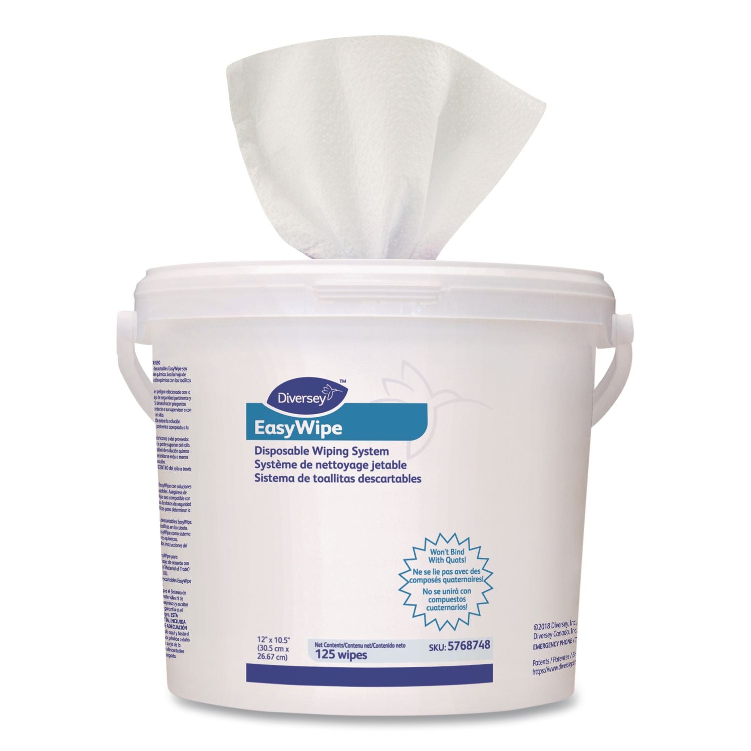 Easywipe Disposable Wiping Refill, White, 125/Tub, 6 Tub/Carton