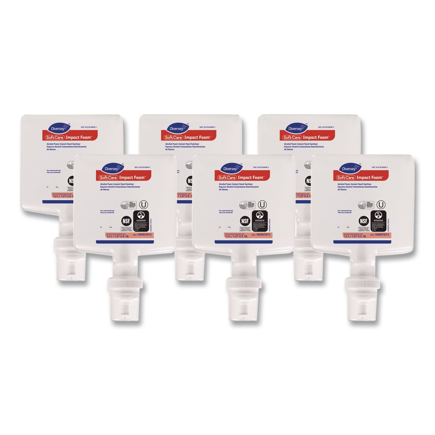 Soft Care Impact Foam Hand Sanitizer for IntelliCare Dispensers, 1,200 mL Cartridge, Alcohol Scent, 6/Carton