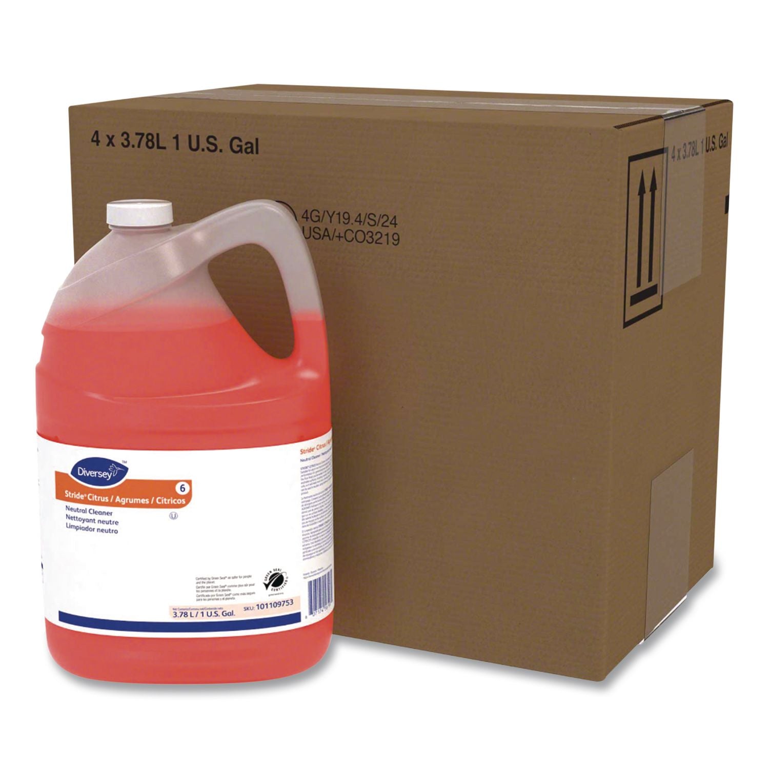 Stride Neutral Cleaner, Citrus, 1 gal, 4 Bottles/Carton
