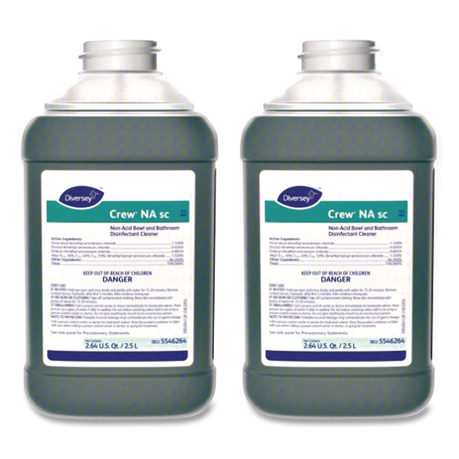 Crew Non-Acid Bowl and Bathroom Cleaner, 2.5 L Bottle, 2/Carton