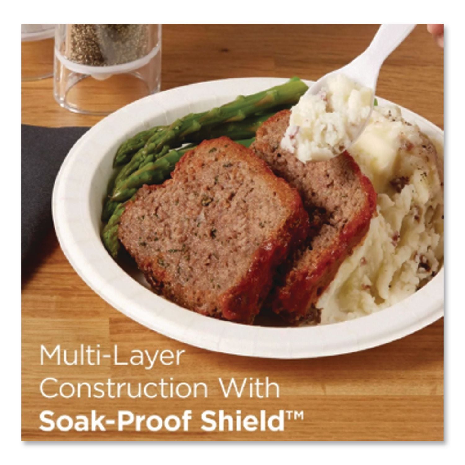 Pathways Soak-Proof Shield Mediumweight Paper Plates, WiseSize, 6.88" dia, Green/Burgundy, 125/Pack