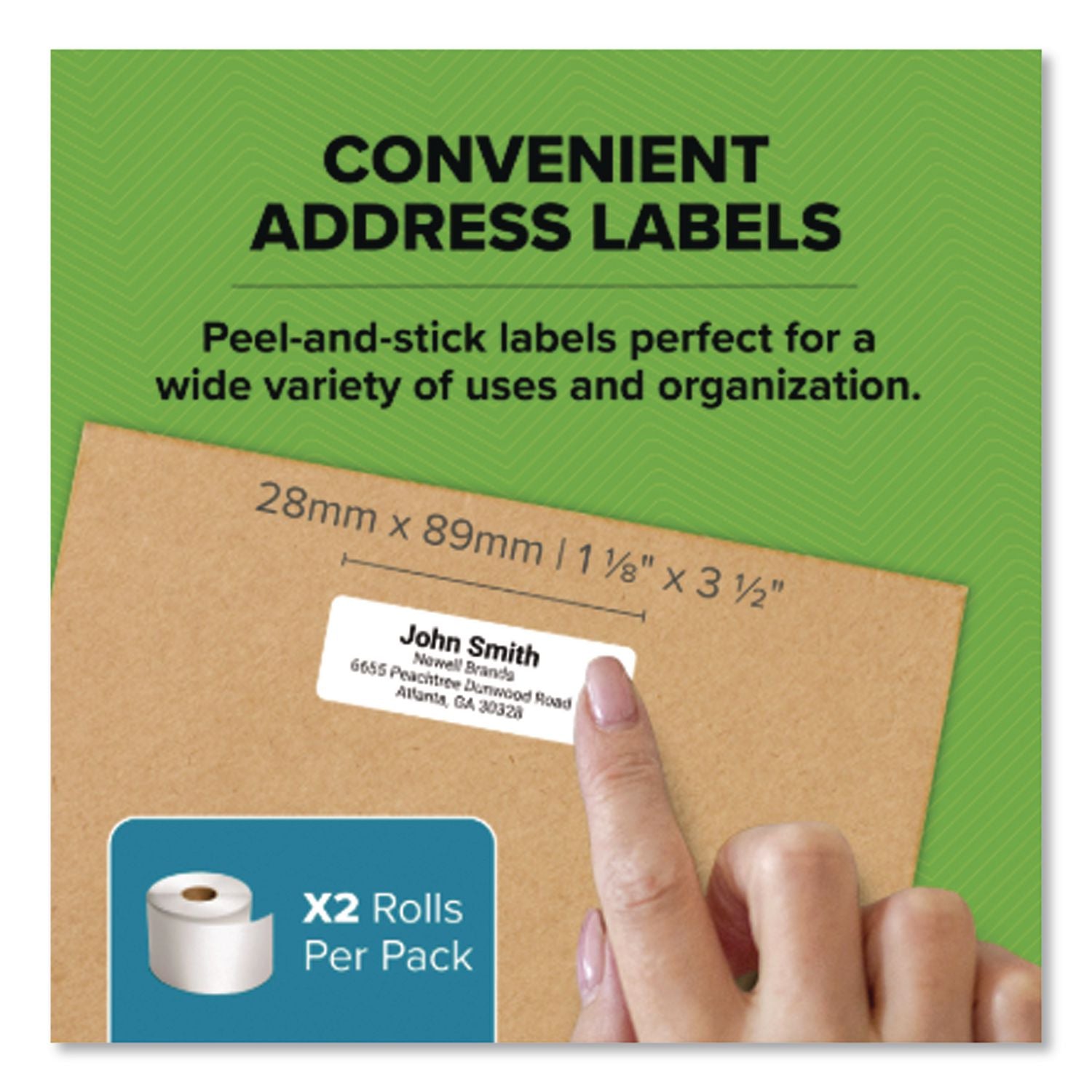 LabelWriter Address Labels, 1.12" x 3.5", White, 260 Labels/Roll, 2 Rolls/Pack