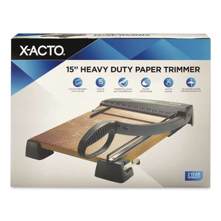 Square Commercial Grade Wood Base Guillotine Trimmer, 15 Sheets, 15" Cut Length, 15 x 15