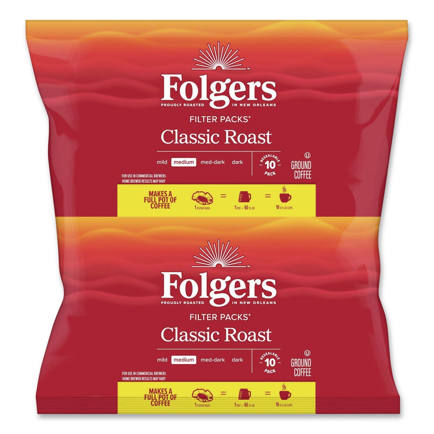 Coffee Filter Packs, Classic Roast, .9oz, 160/Carton