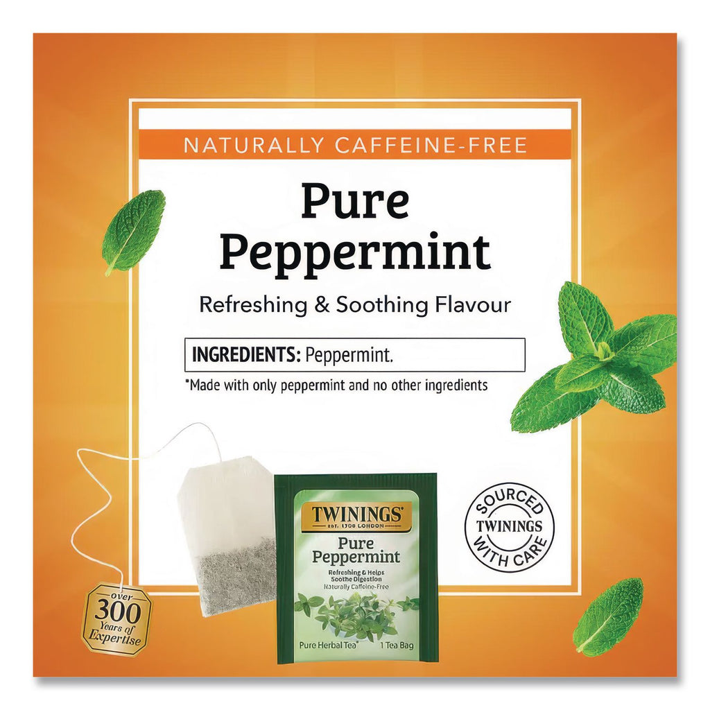 Twinings of London Pure Peppermint Herbal Tea Bag - 1.8 oz - 25 / Box