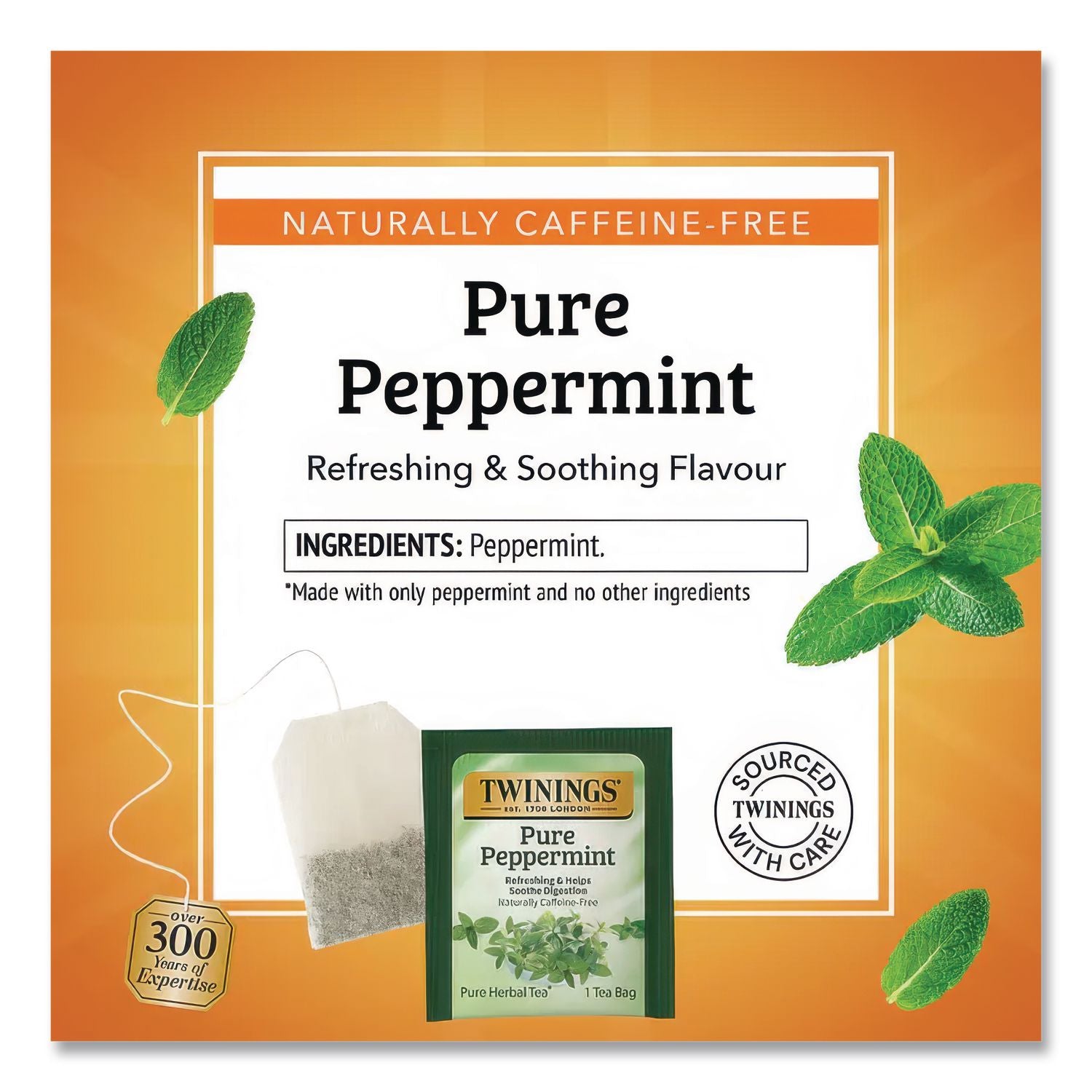 Twinings of London Pure Peppermint Herbal Tea Bag - 1.8 oz - 25 / Box
