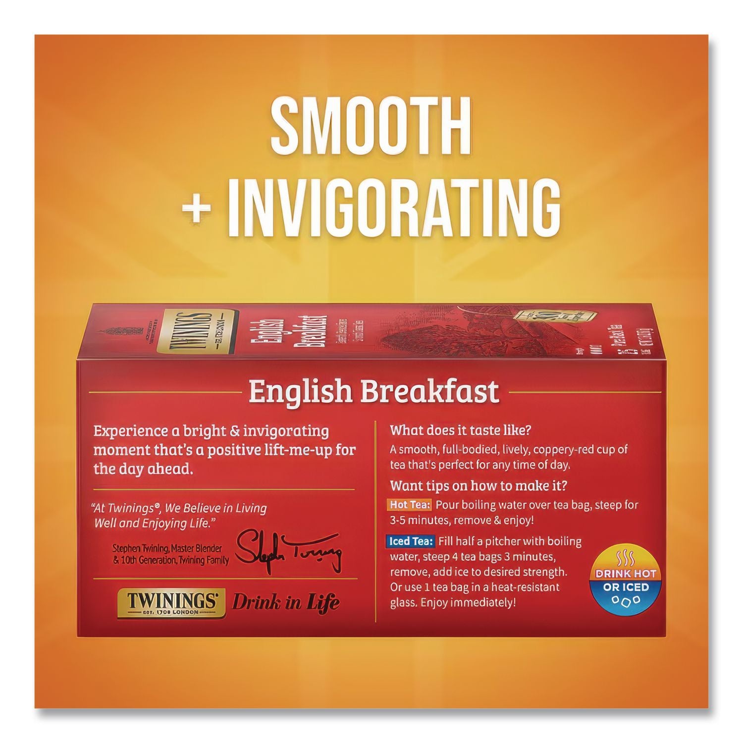 Tea Bags, English Breakfast, 1.76 oz, 25/Box