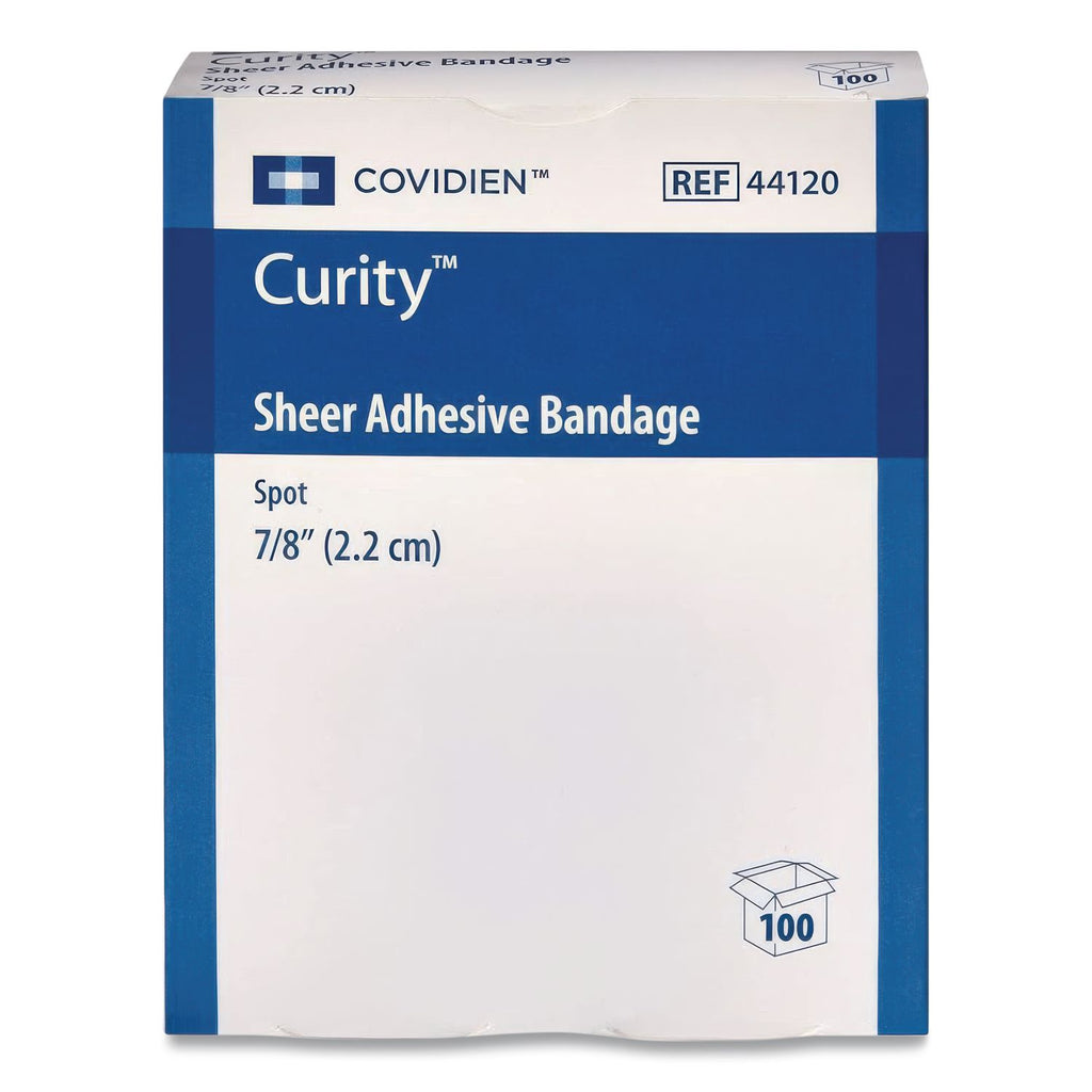 Sheer Plastic Adhesive Bandages, Round Spot, 0.88 x 0.88, Clear, 100/Box