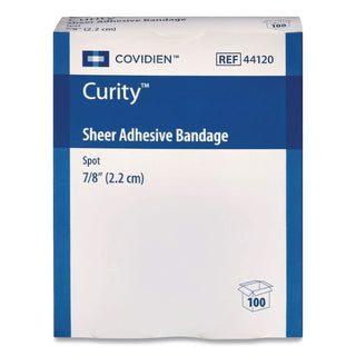 Sheer Plastic Adhesive Bandages, Round Spot, 0.88 x 0.88, Clear, 100/Box