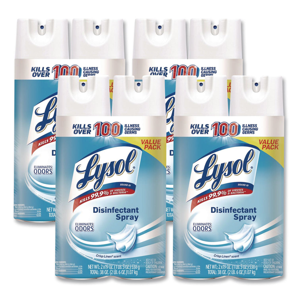 Disinfectant Spray, Crisp Linen, 19 oz Aerosol Spray, 2/Pack, 4 Packs/Carton