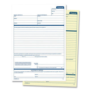 Spiralbound Proposal Form Book, Two-Part Carbonless, 11 x 8.5, 50 Forms Total