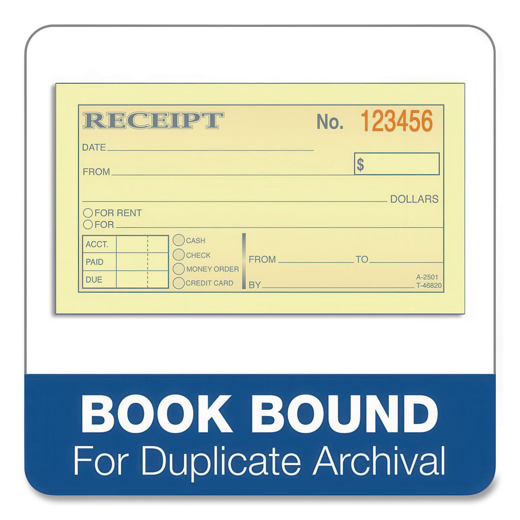 Money and Rent Receipt Books, Two-Part Carbonless, 4.78 x 2.75, 50 Forms Total