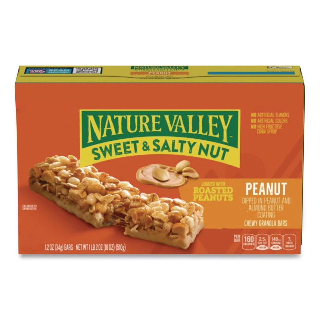 Granola Bars, Sweet and Salty Nut Peanut Cereal, 1.2 oz Bar, 16/Box