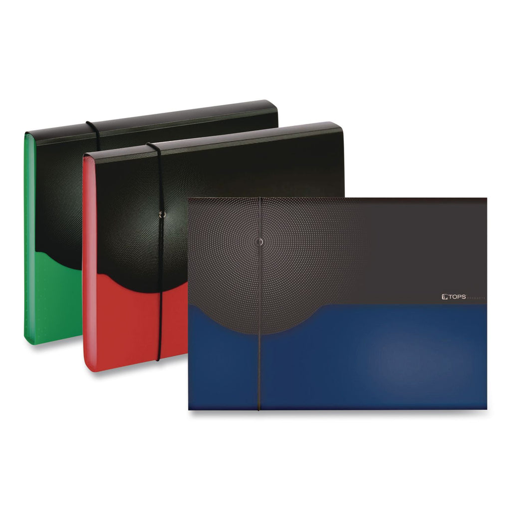 Seven-Pocket Poly Expanding File, 1" Expansion, 7 Sections, Elastic Cord Closure, 1/6-Cut Tabs, Letter Size, Blue