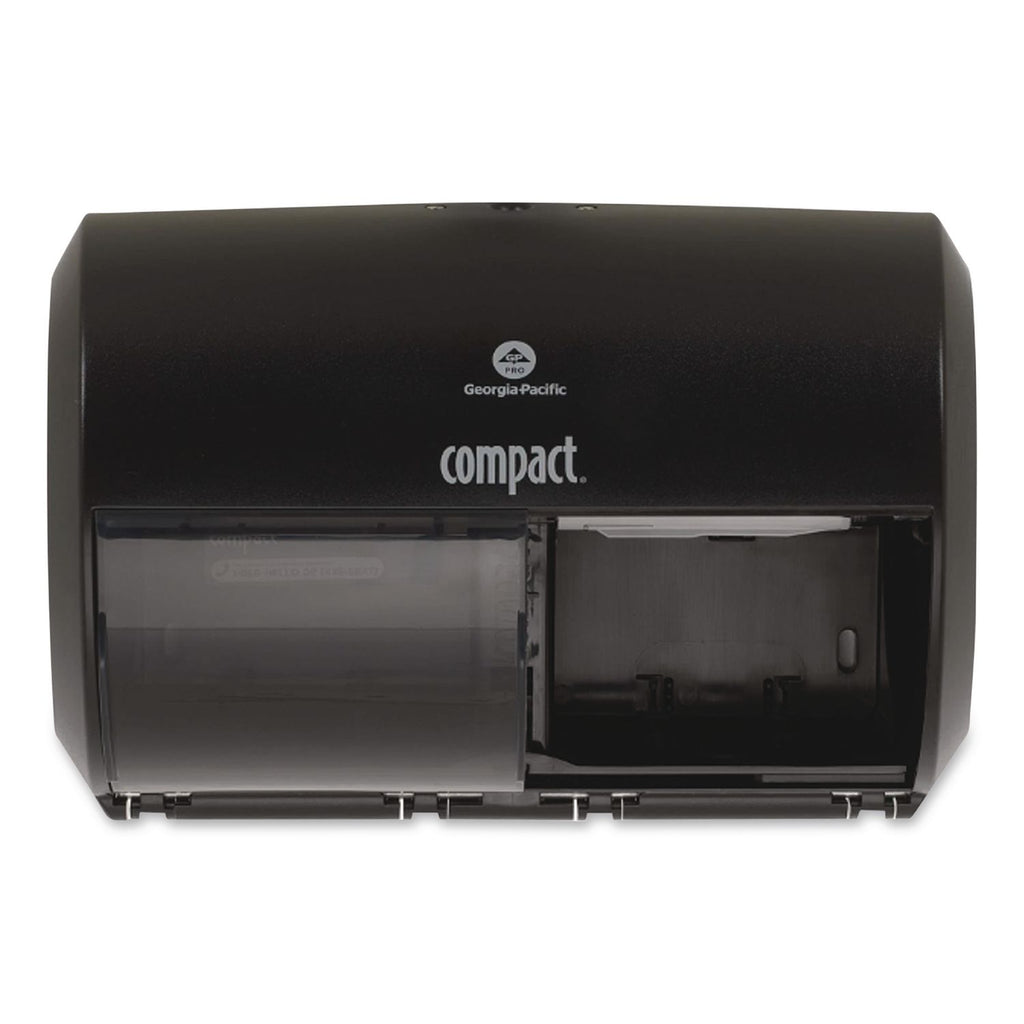 Compact Coreless Side-by-Side 2-Roll Tissue Dispenser, 11.5 x 7.63 x 8, Black