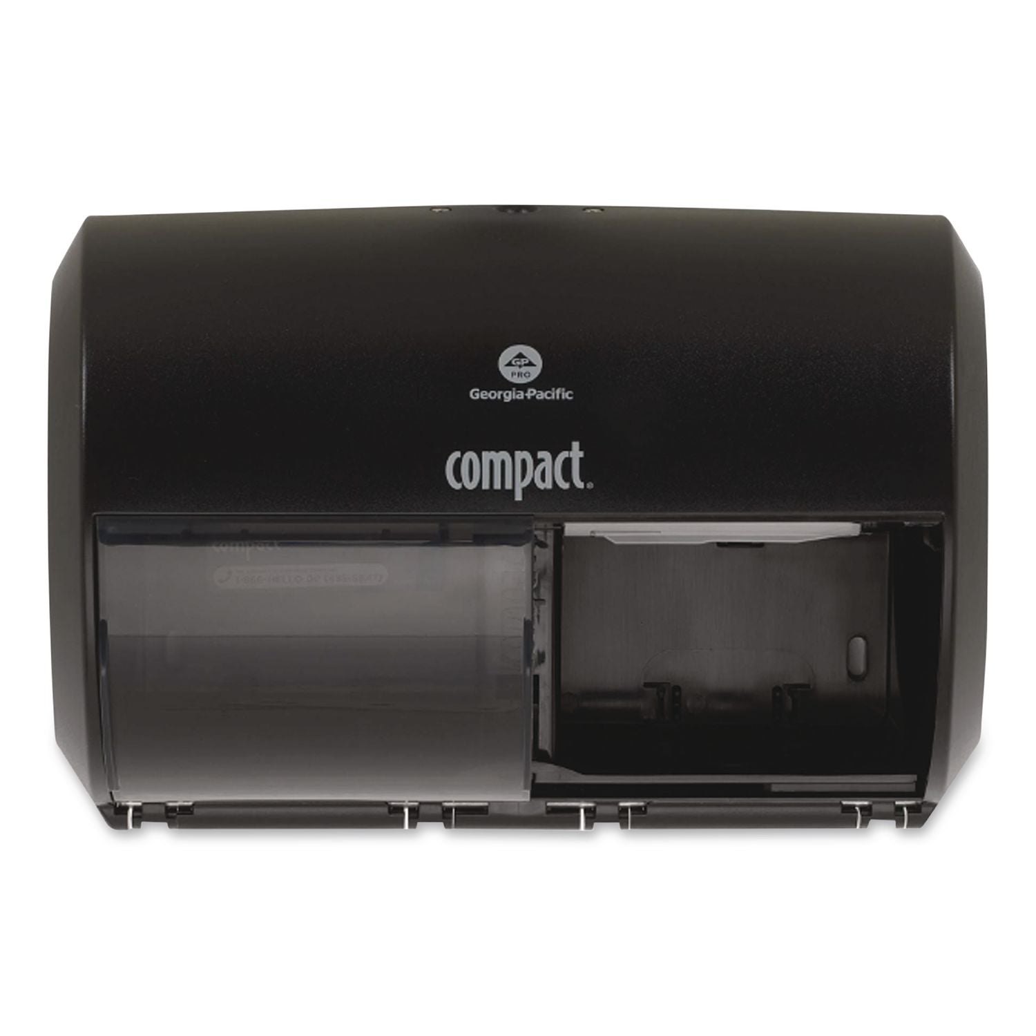 Compact Coreless Side-by-Side 2-Roll Tissue Dispenser, 11.5 x 7.63 x 8, Black