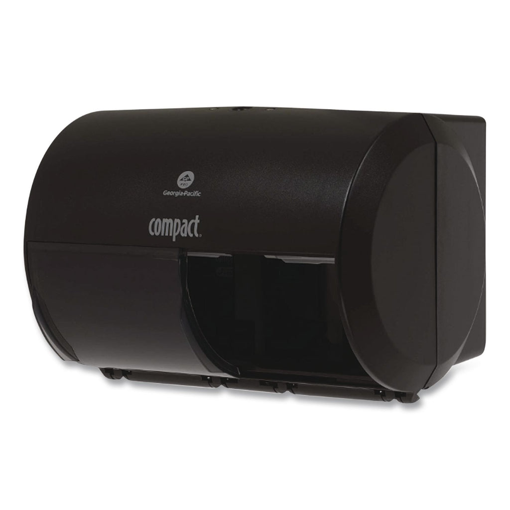 Compact Coreless Side-by-Side 2-Roll Tissue Dispenser, 11.5 x 7.63 x 8, Black