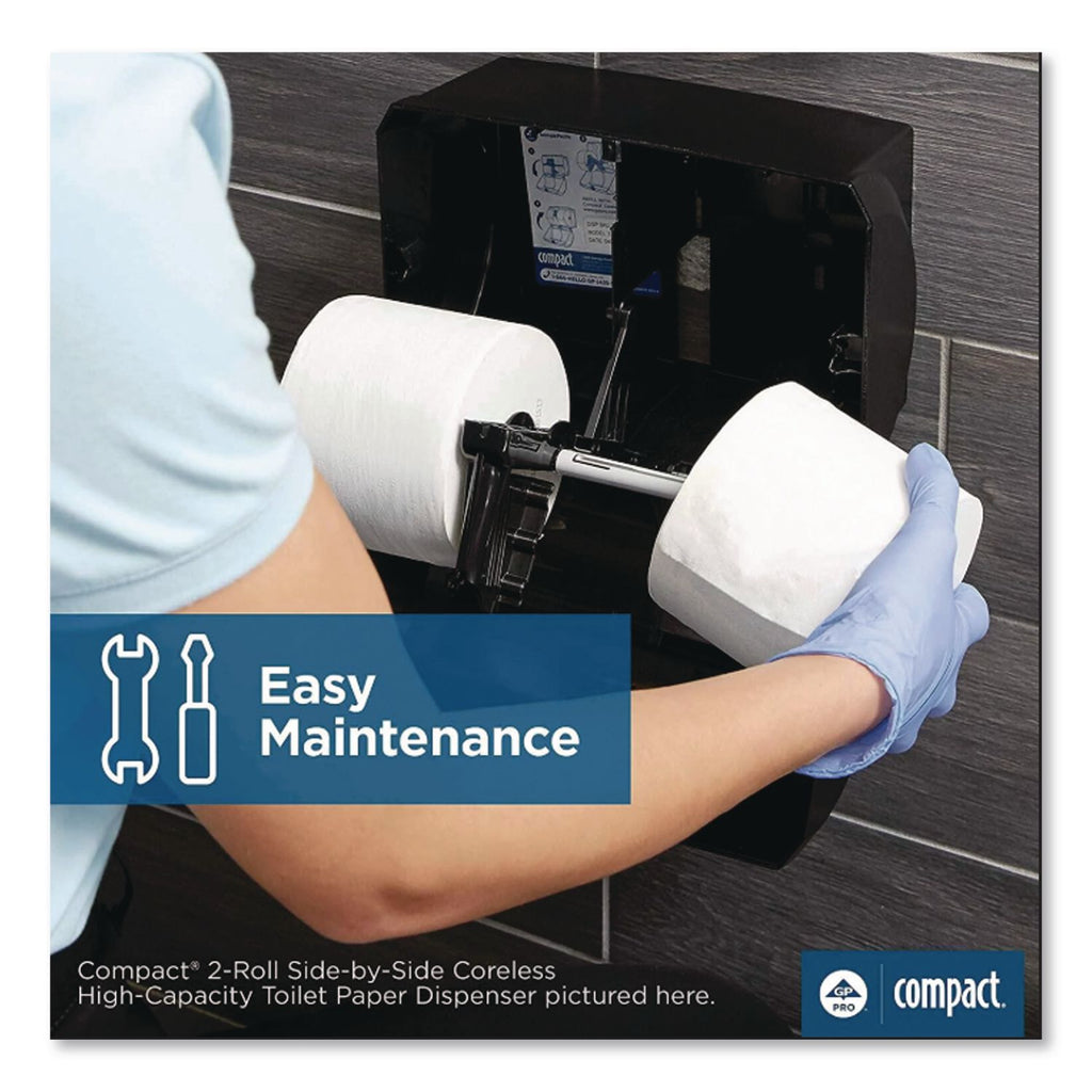 Compact Coreless Side-by-Side 2-Roll Tissue Dispenser, 11.5 x 7.63 x 8, Black