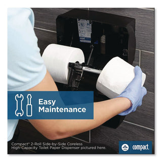 Compact Coreless Side-by-Side 2-Roll Tissue Dispenser, 11.5 x 7.63 x 8, Black
