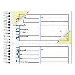 Petty Cash Receipt Book, Two-Part Carbonless, 5 x 2.75, 4 Forms/Sheet, 200 Forms Total