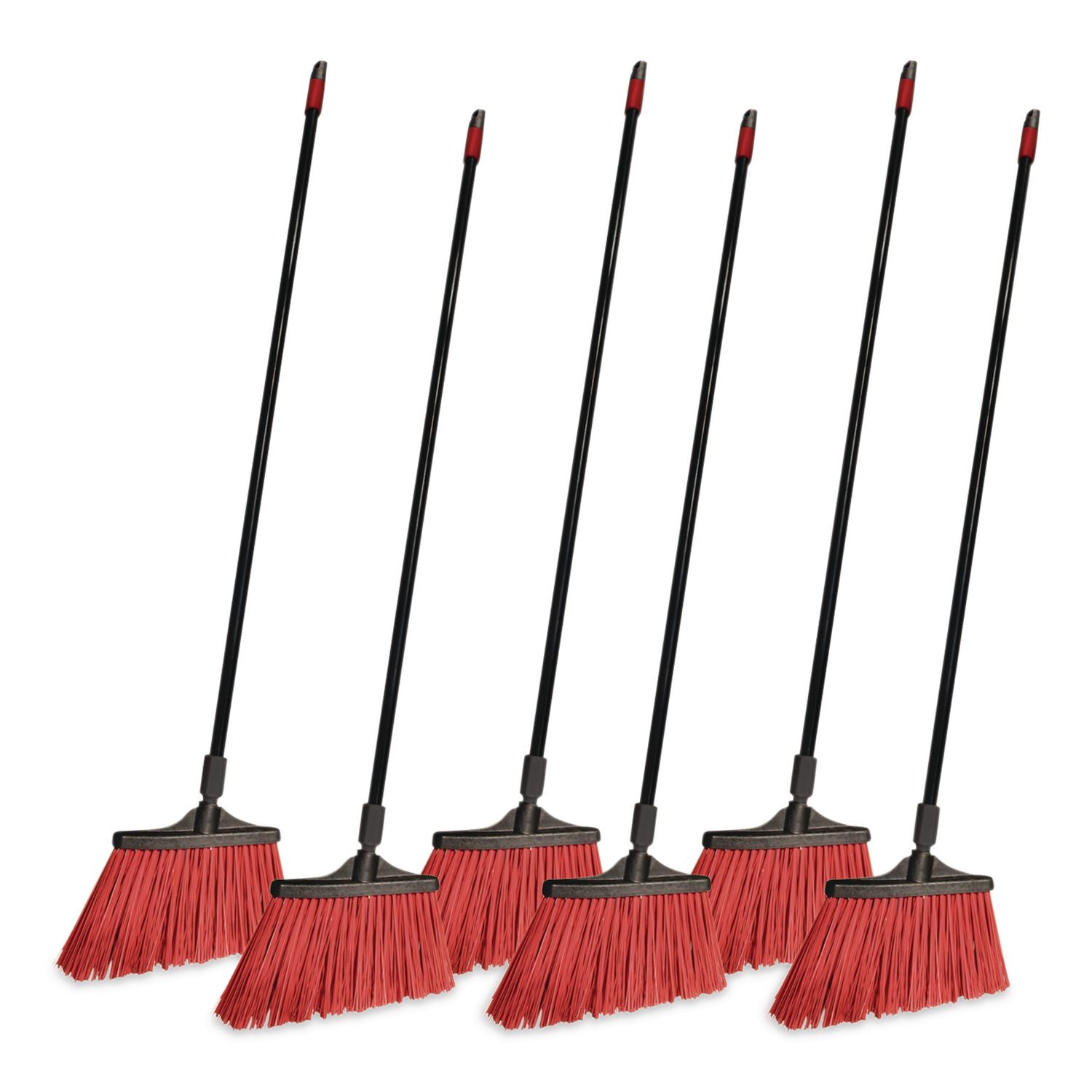 MaxiStrong Angle Broom, 56" Handle, Black, 6/Carton