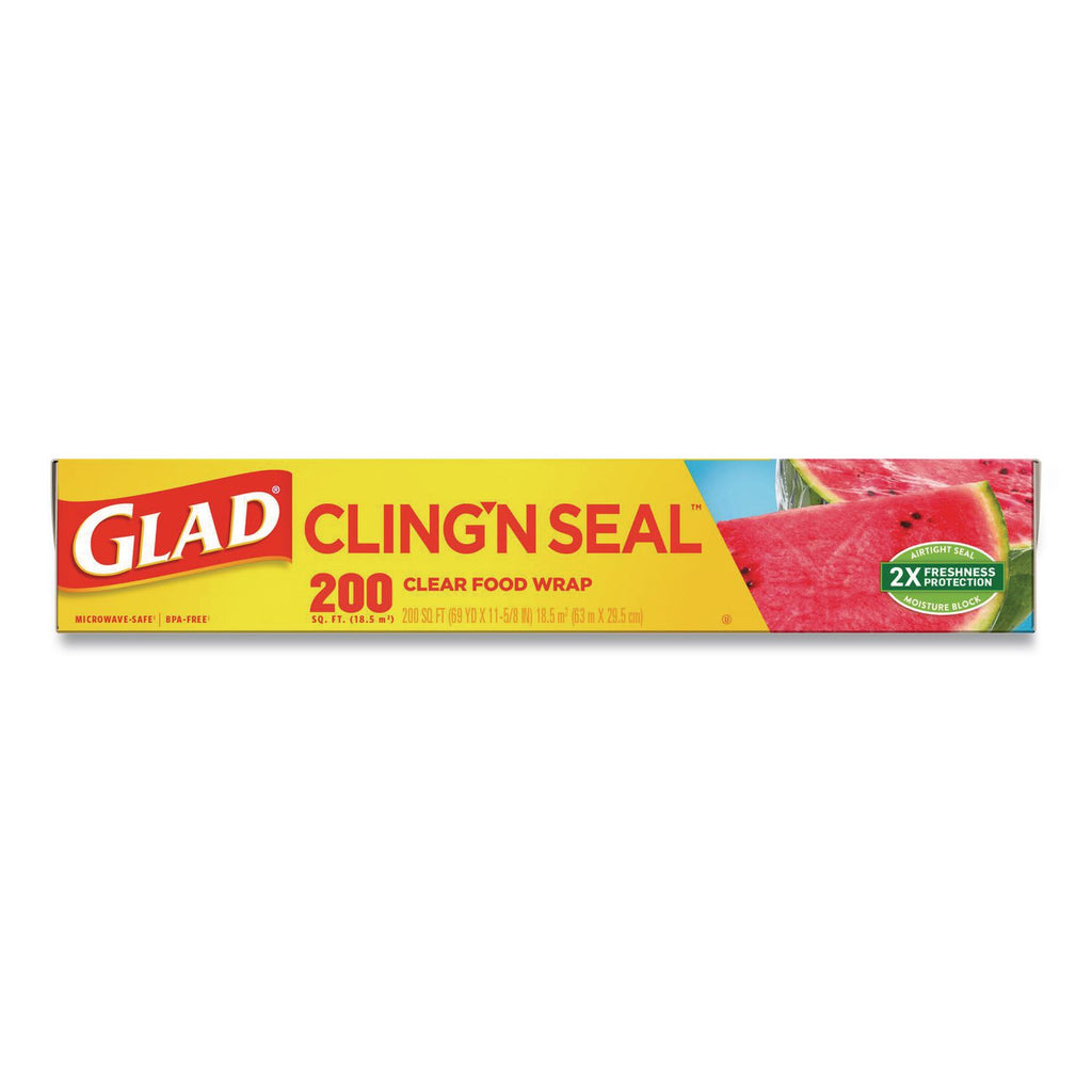 ClingWrap Plastic Wrap, 200 Square Foot Roll, Clear, 12 Rolls/Carton