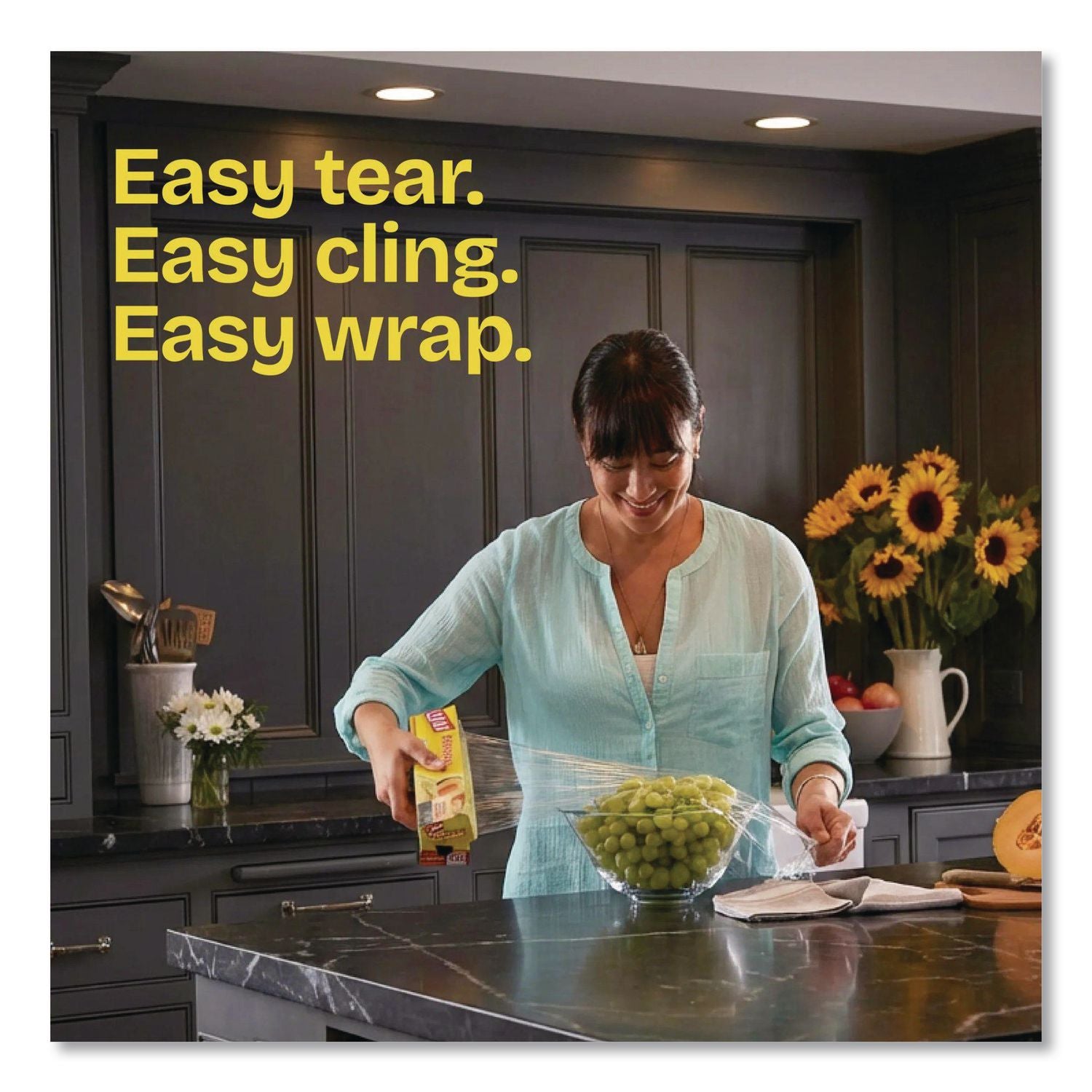 ClingWrap Plastic Wrap, 200 Square Foot Roll, Clear, 12 Rolls/Carton