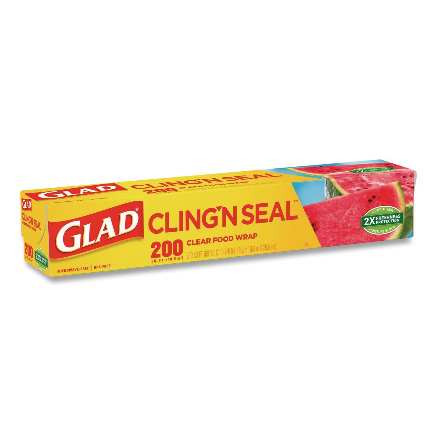 ClingWrap Plastic Wrap, 200 Square Foot Roll, Clear, 12 Rolls/Carton