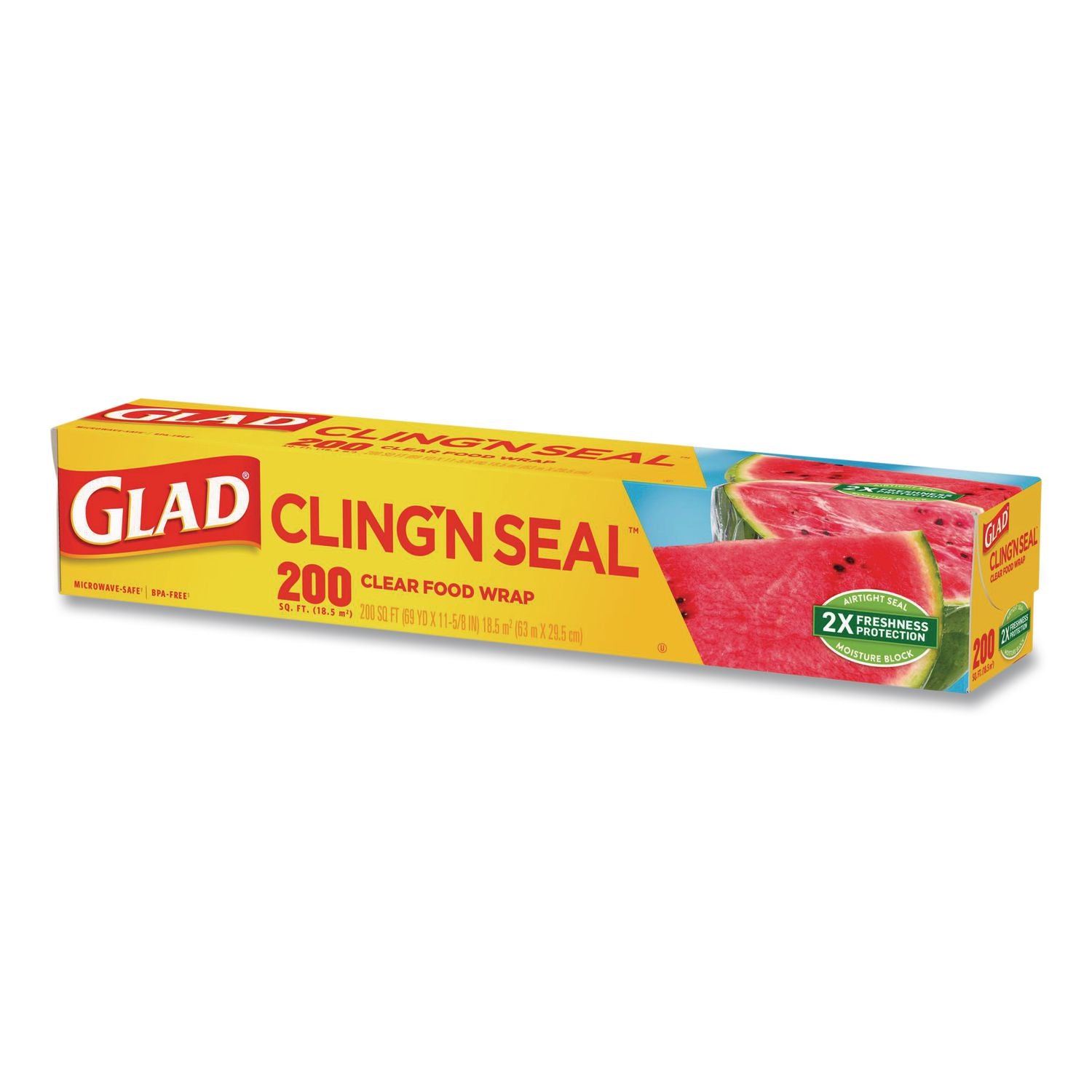 ClingWrap Plastic Wrap, 200 Square Foot Roll, Clear, 12 Rolls/Carton