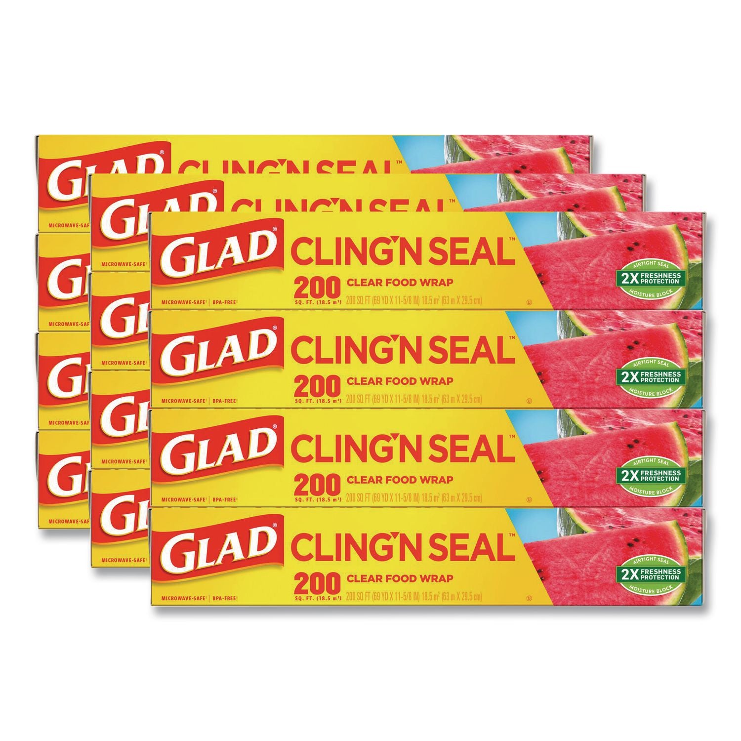 ClingWrap Plastic Wrap, 200 Square Foot Roll, Clear, 12 Rolls/Carton