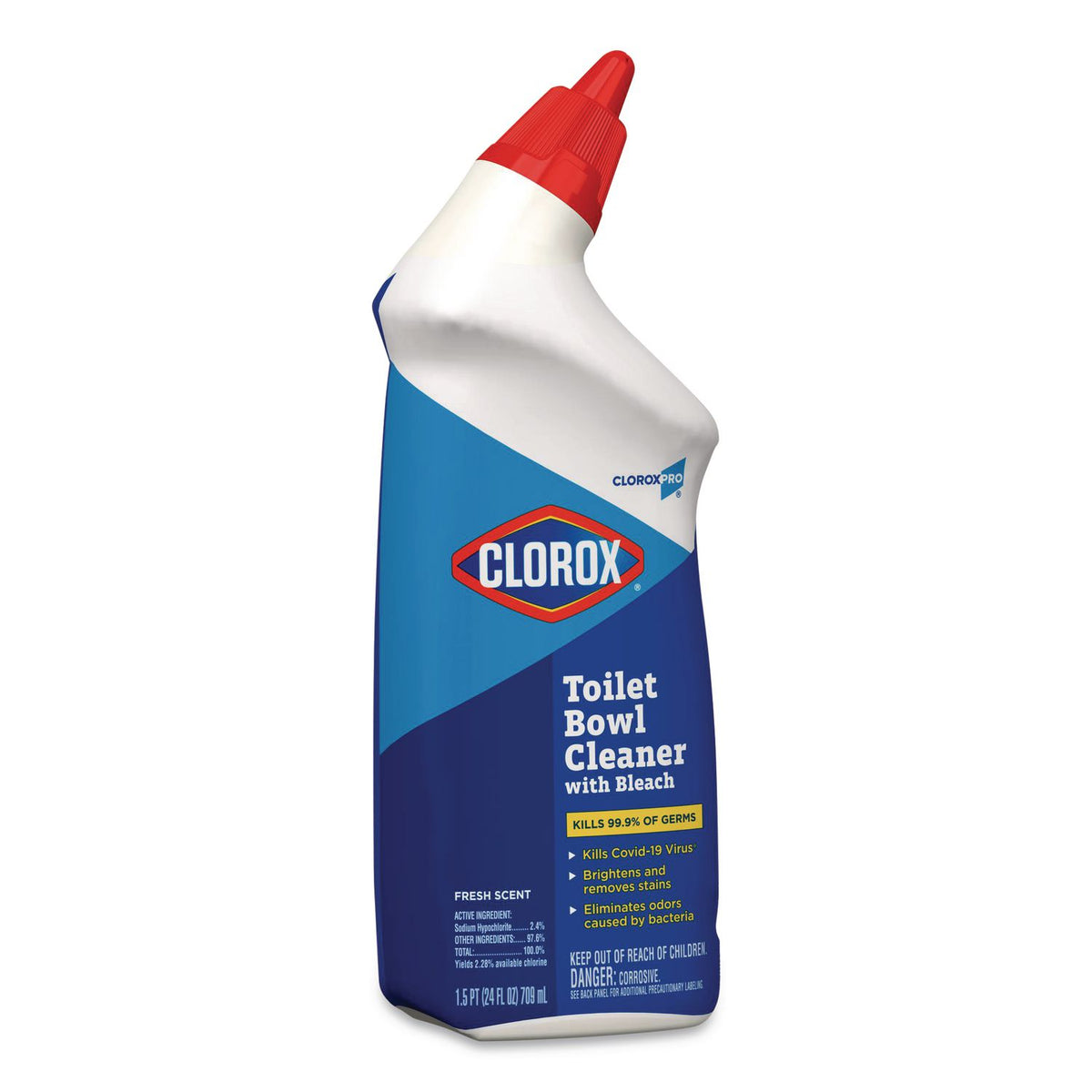 Toilet Bowl Cleaner with Bleach, Fresh Scent, 24 oz Bottle, 12/Carton