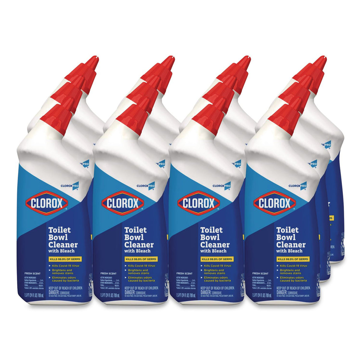 Toilet Bowl Cleaner with Bleach, Fresh Scent, 24 oz Bottle, 12/Carton