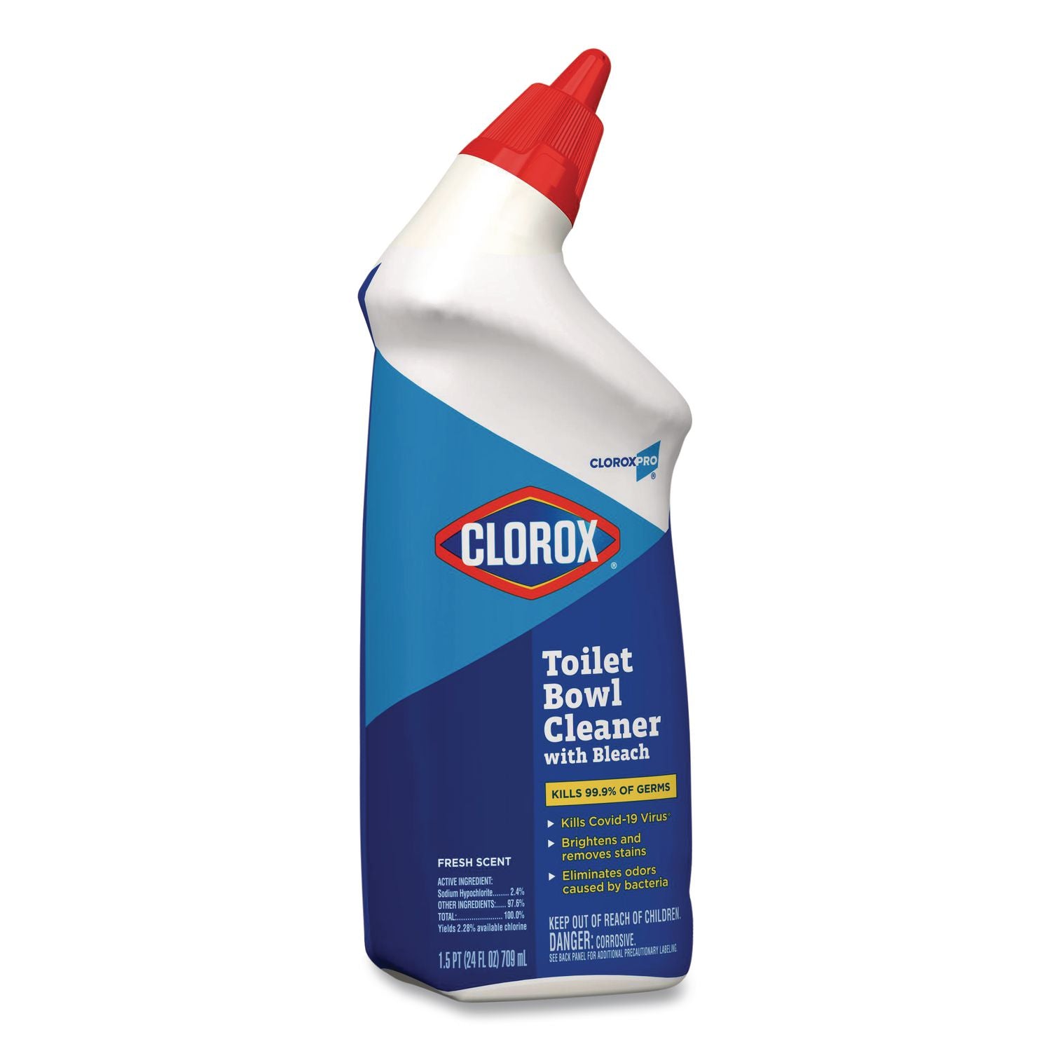 Toilet Bowl Cleaner with Bleach, Fresh Scent, 24oz Bottle