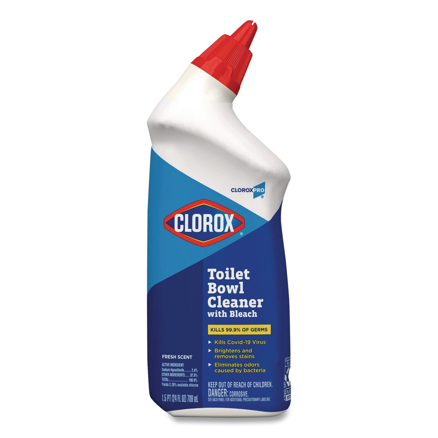 Toilet Bowl Cleaner with Bleach, Fresh Scent, 24oz Bottle