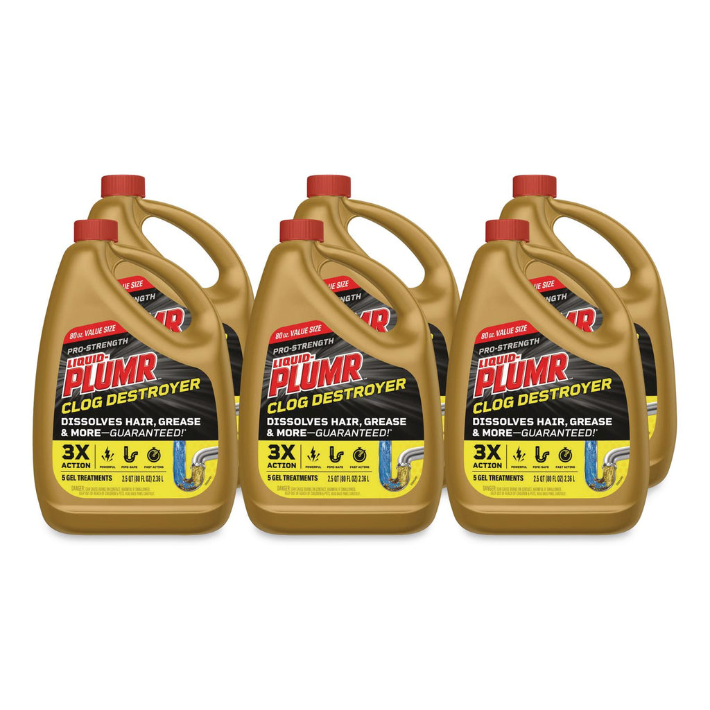 Clog Destroyer + PipeGuard, Gel, 80 oz, 6/Carton