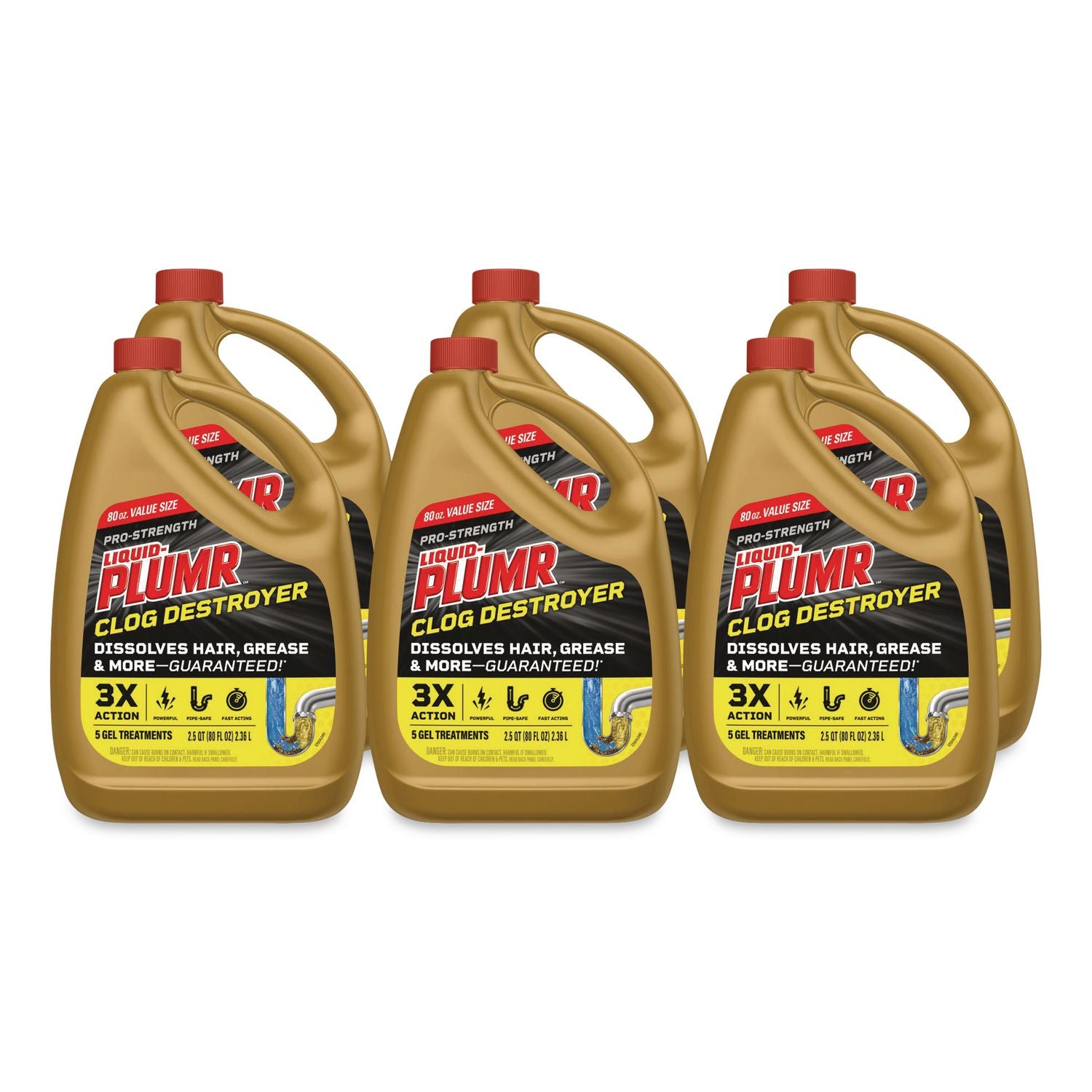 Clog Destroyer + PipeGuard, Gel, 80 oz, 6/Carton