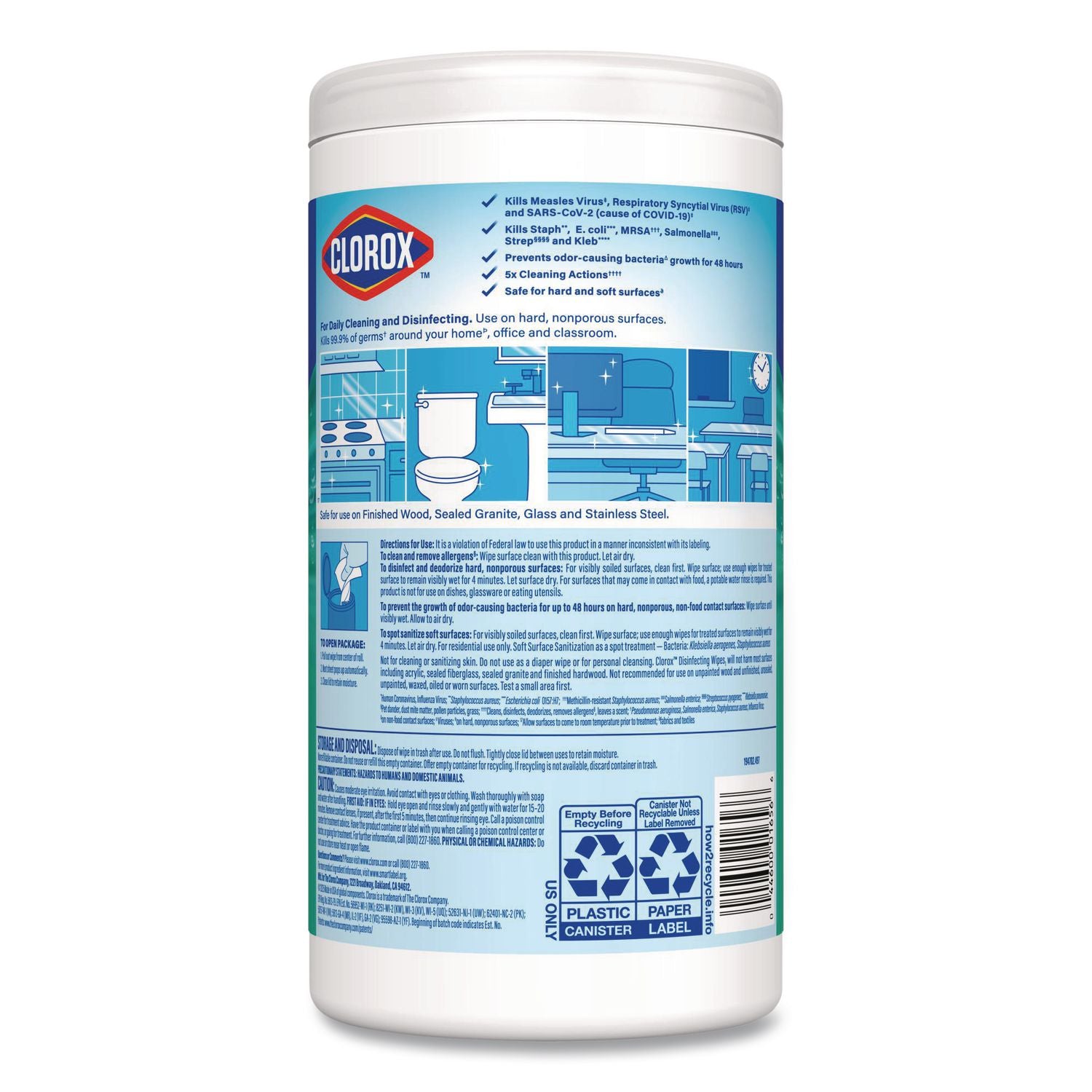 Disinfecting Wipes, 1-Ply, 7 x 8, Fresh Scent, White, 75/Canister, 6 Canisters/Carton