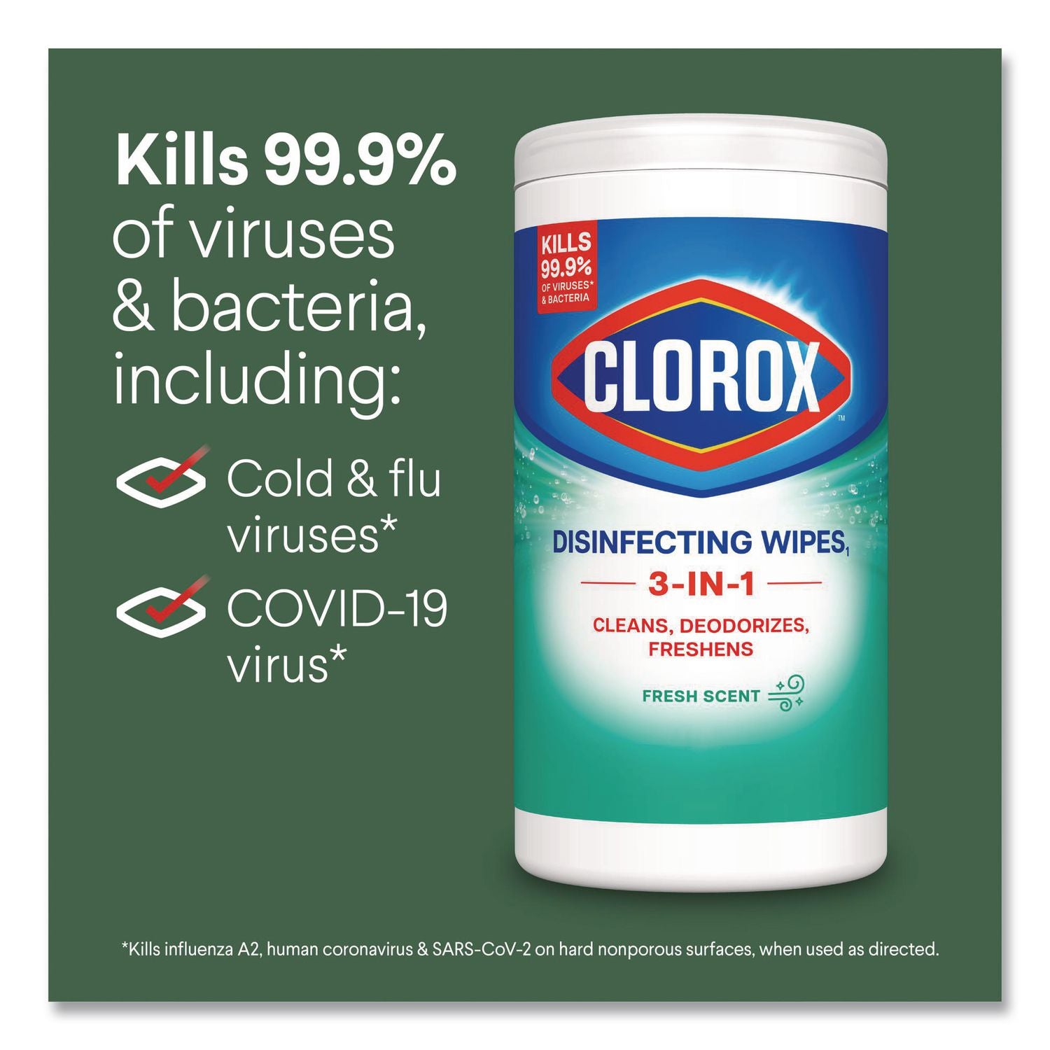 Disinfecting Wipes, 1-Ply, 7 x 8, Fresh Scent, White, 75/Canister, 6 Canisters/Carton