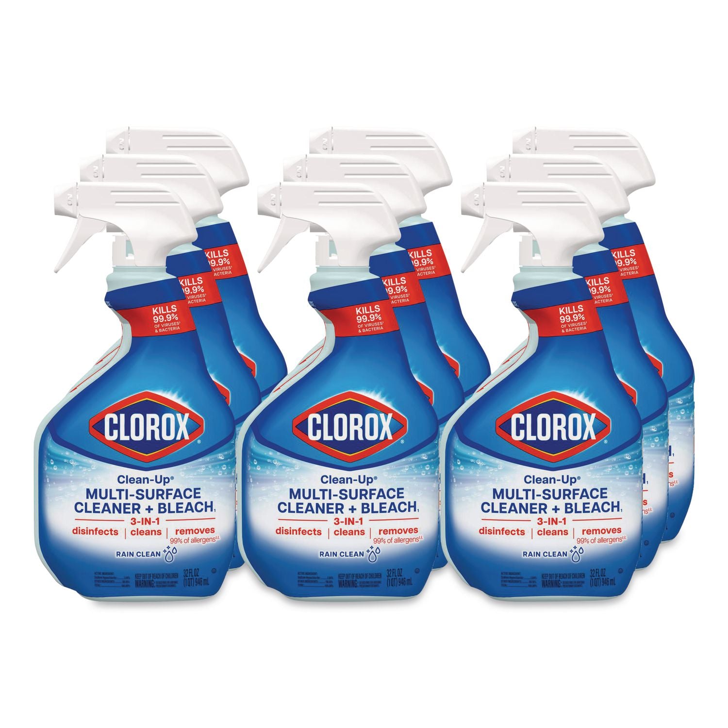 Clean-Up Cleaner + Bleach, 32 oz Spray Bottle, Fresh Scent, 9/Carton