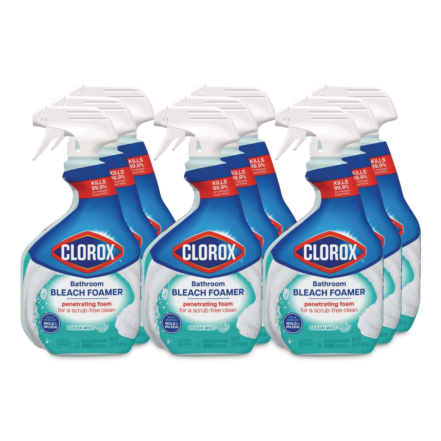 Bleach Foamer Bathroom Spray, Original, 30 oz Spray Bottle, 9/Carton