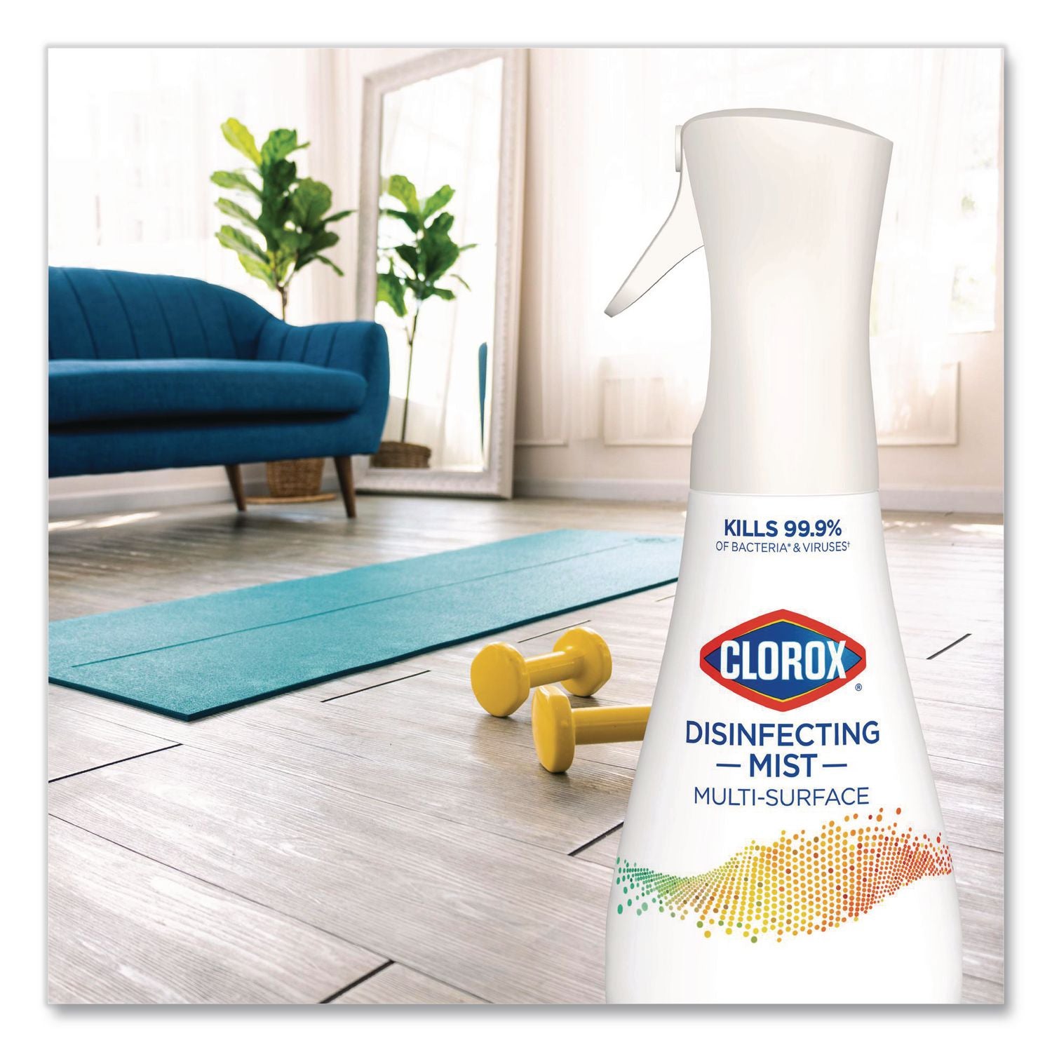 Clorox Disinfecting, Sanitizing, and Antibacterial Mist - 16 fl oz (0.5 quart) - Eucalyptus Peppermint Scent - 1 Each - Non-aerosol, Bleach-free - White
