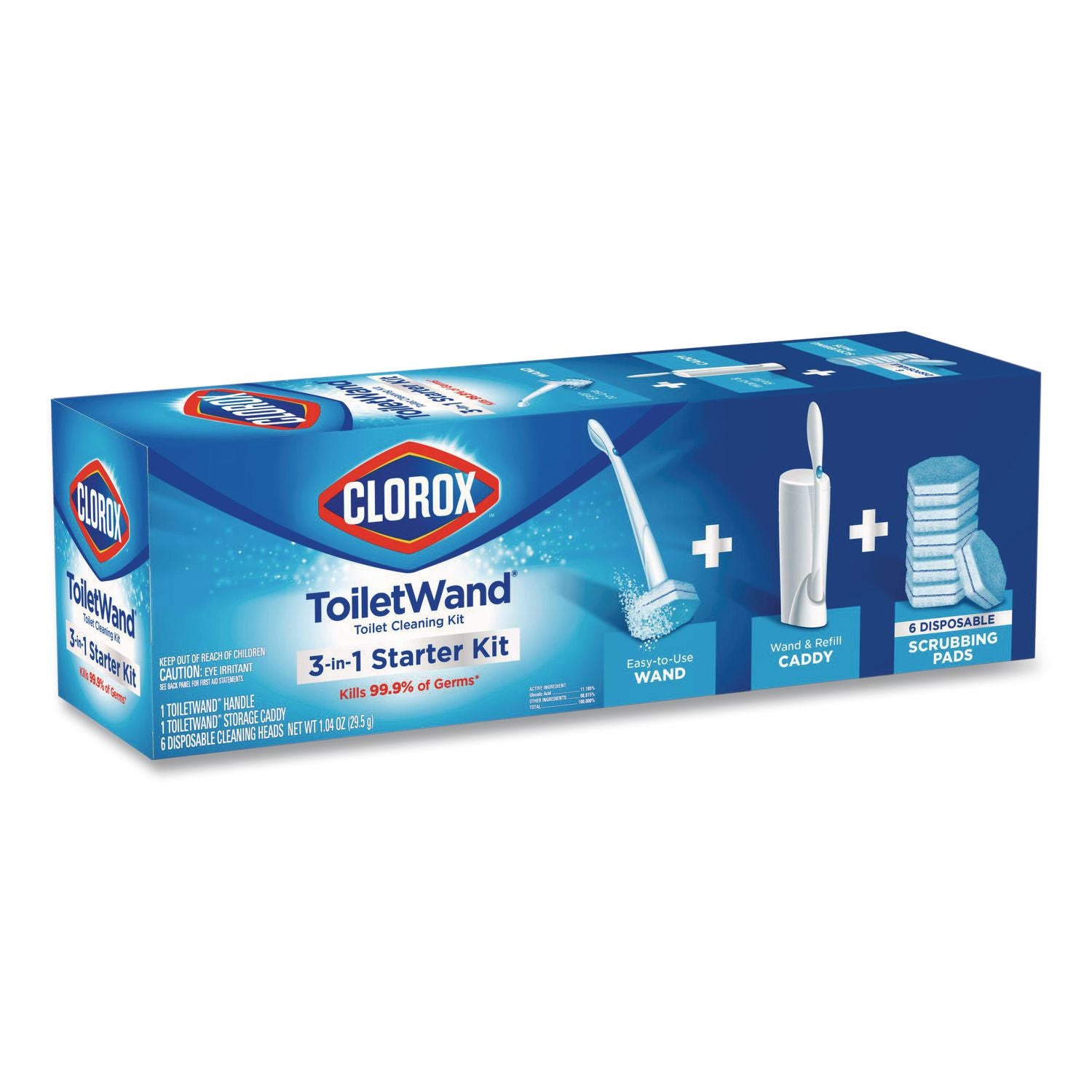 ToiletWand Disposable Toilet Cleaning System: Handle, Caddy and Refills, White, 6/Carton