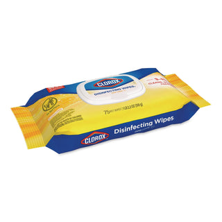Disinfecting Wipes, Easy Pull Pack, 1-Ply, 8 x 7, Lemon Scent, White, 75 Towels/Box, 6 Boxes/Carton