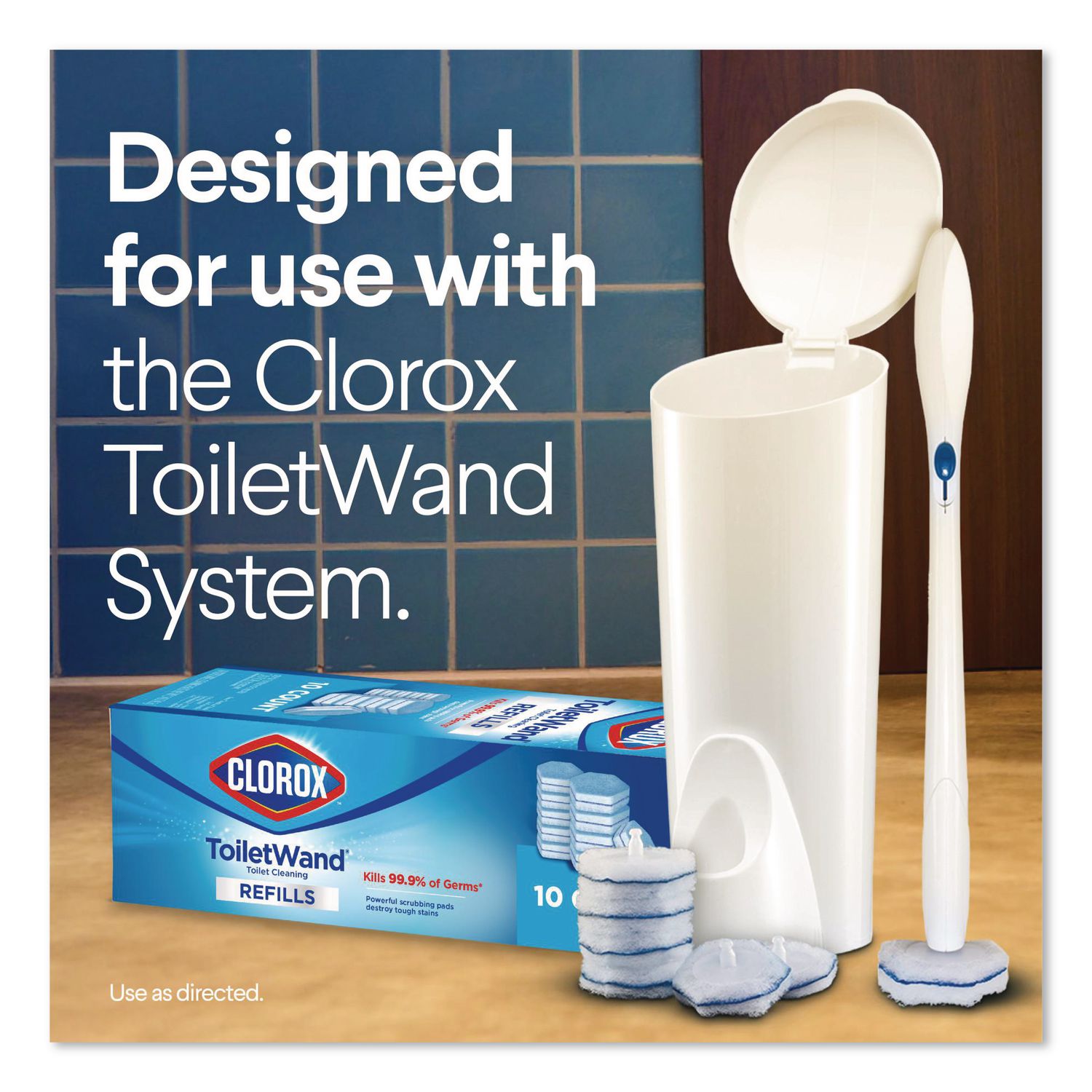 Disinfecting ToiletWand Refill Heads, Blue/White, 20/Pack