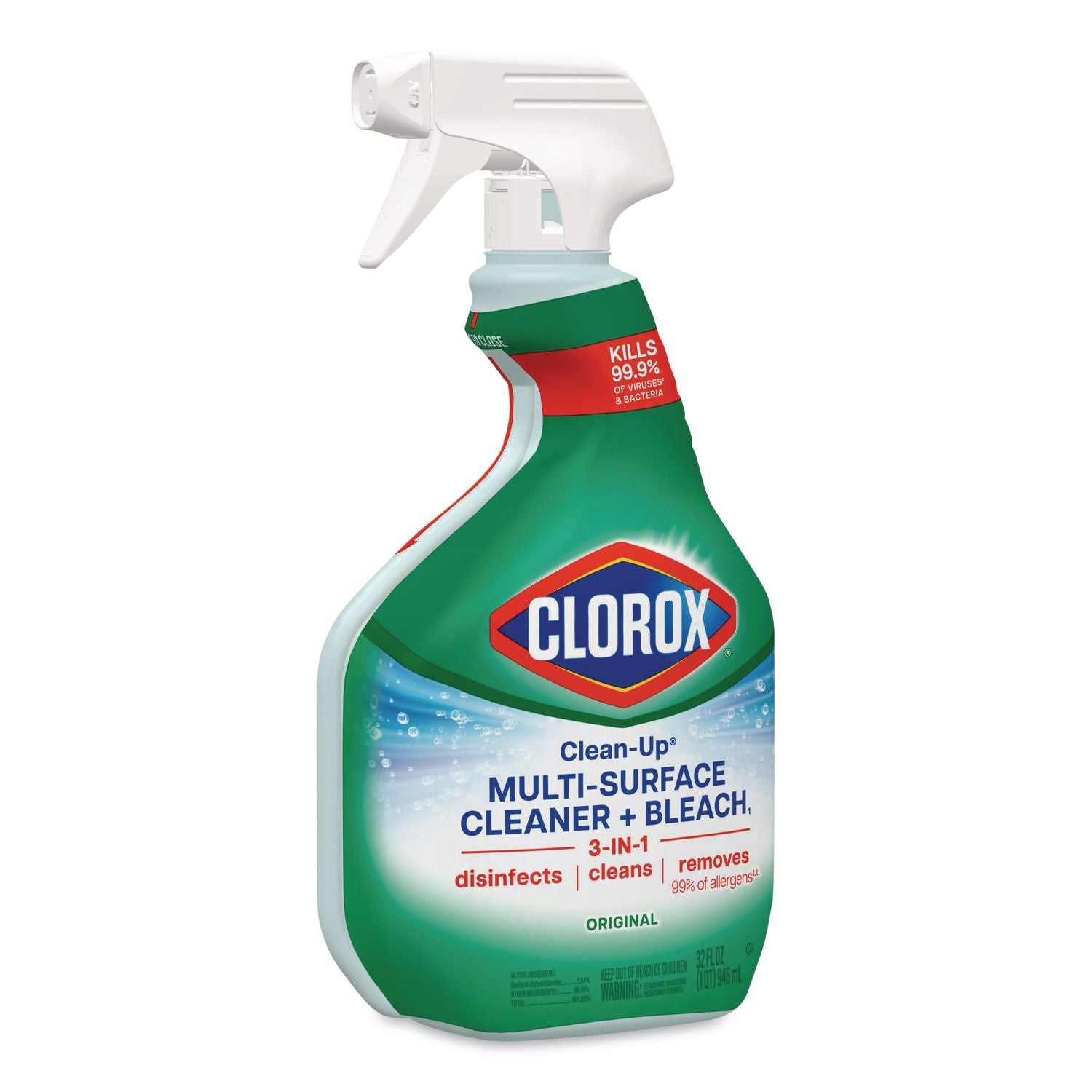 Clean-Up Cleaner + Bleach, Original, 32 oz Spray Bottle, 9/Carton