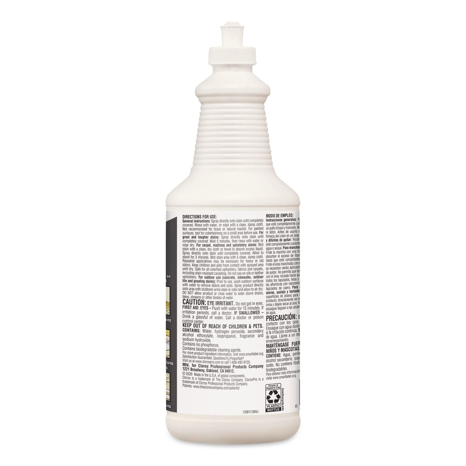 Urine Remover for Stains and Odors, 32 oz Pull top Bottle, 6/Carton