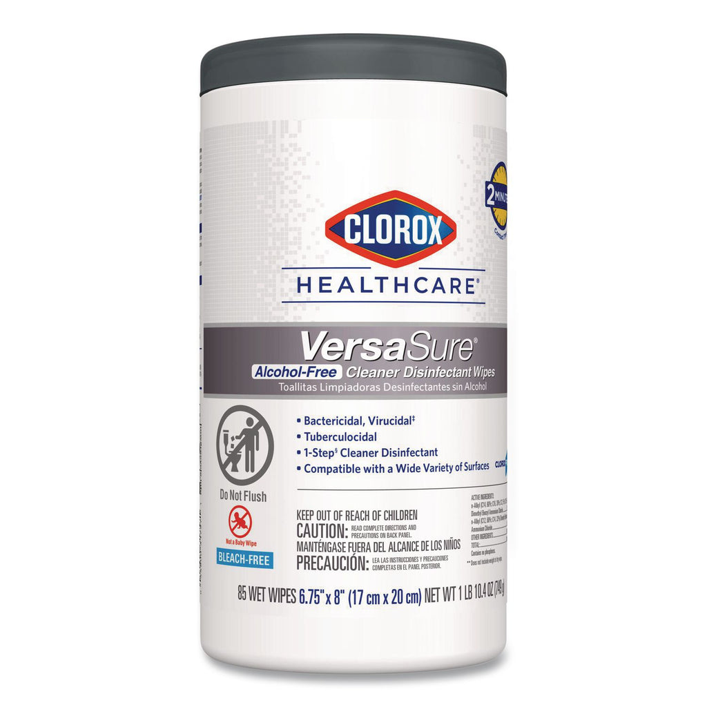 VersaSure Cleaner Disinfectant Wipes, 1-Ply, 6.75 x 8, Fragranced, White, 85/Canister, 6 Canisters/Carton