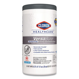 VersaSure Cleaner Disinfectant Wipes, 1-Ply, 6.75 x 8, Fragranced, White, 85/Canister, 6 Canisters/Carton