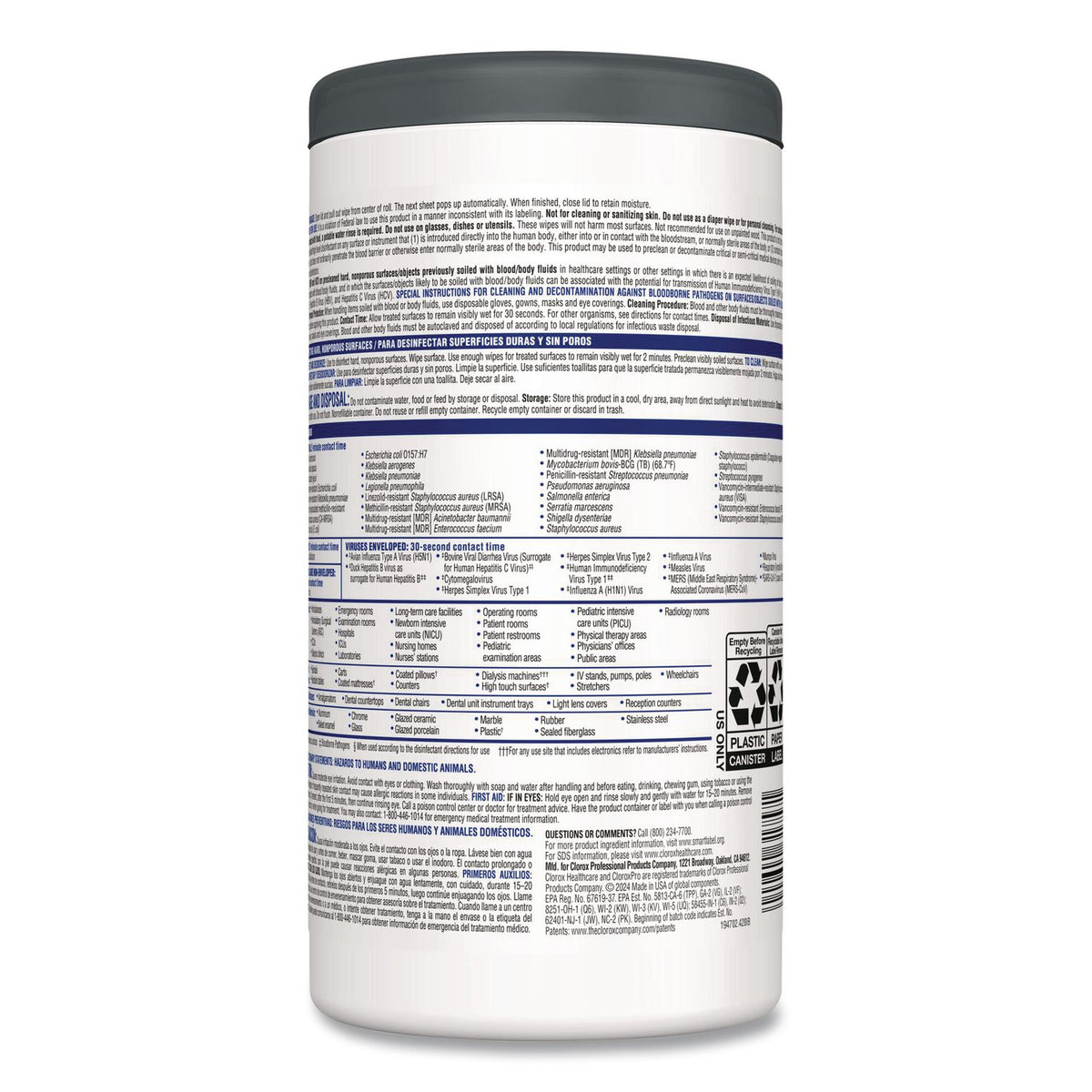 VersaSure Cleaner Disinfectant Wipes, 1-Ply, 6.75 x 8, Fragranced, White, 85/Canister, 6 Canisters/Carton