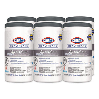VersaSure Cleaner Disinfectant Wipes, 1-Ply, 6.75 x 8, Fragranced, White, 85/Canister, 6 Canisters/Carton